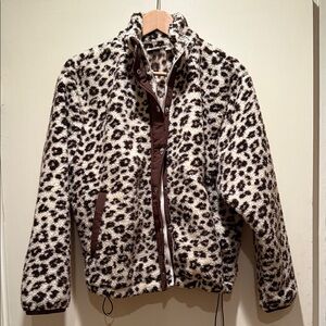 Levi's Leopard-Print Teddy Jacket in Cream and Brown